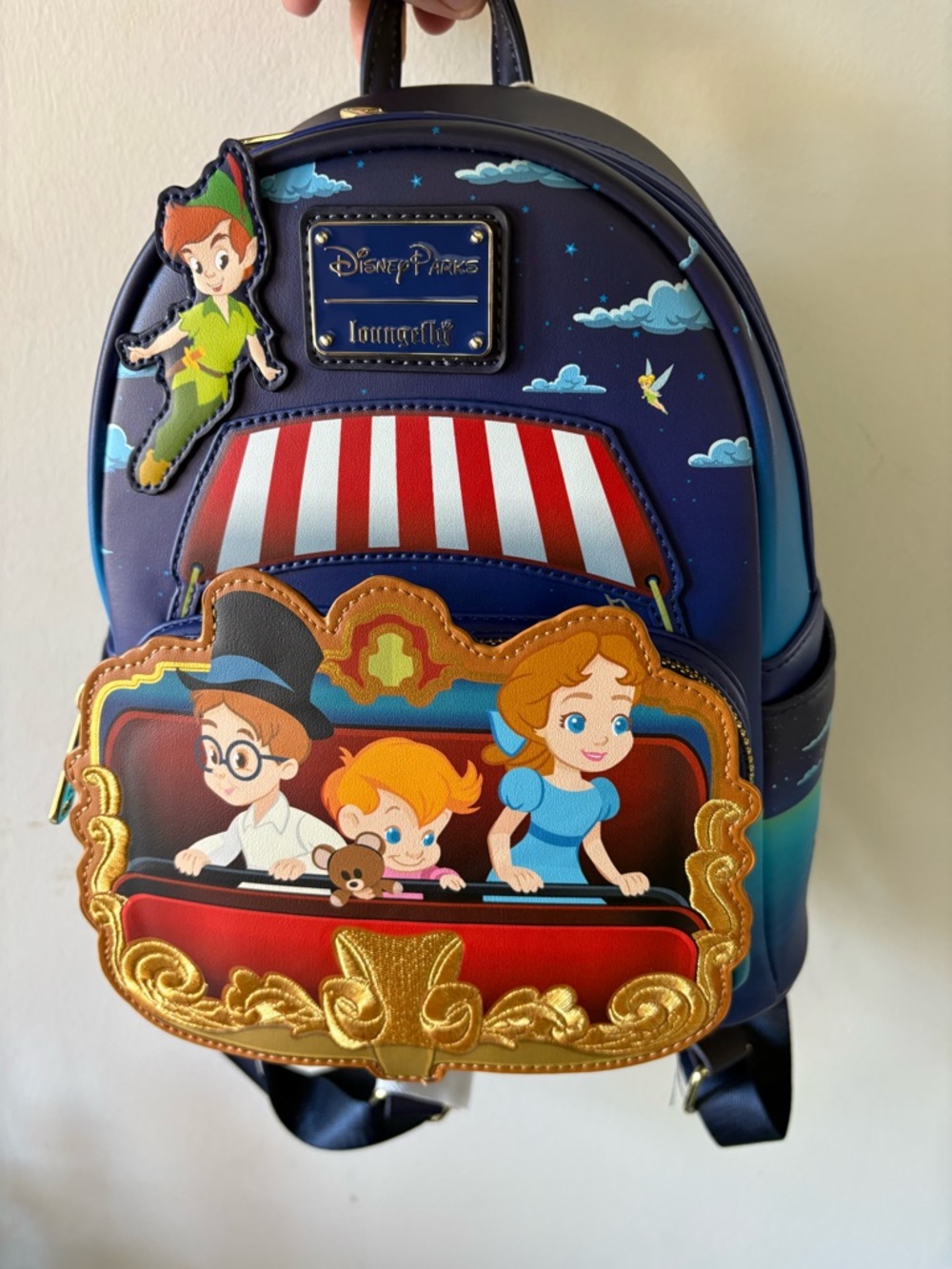 Loungefly Peter Pan Ride Scene Mini Backpack - Navy, Red, Gold, Blue